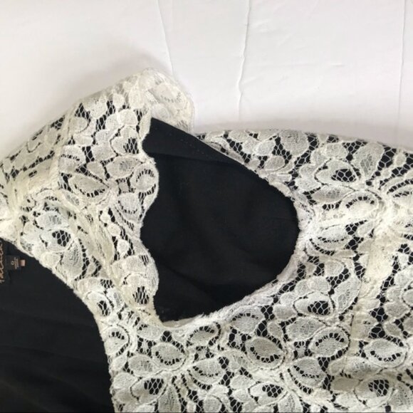Aritzia Wilfred Talula Belgravia Lace Mini Dress Lined Back Zip Cap Sleeves Crew - Picture 12 of 16